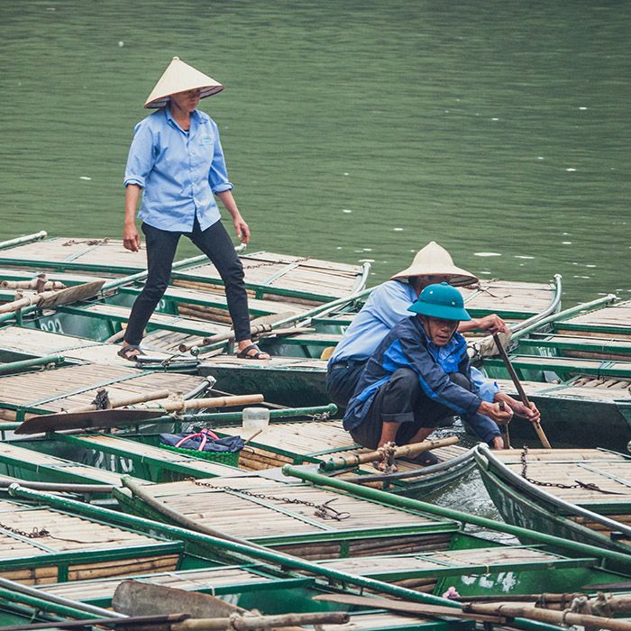 Traditionelle Holzboote von Vietnam